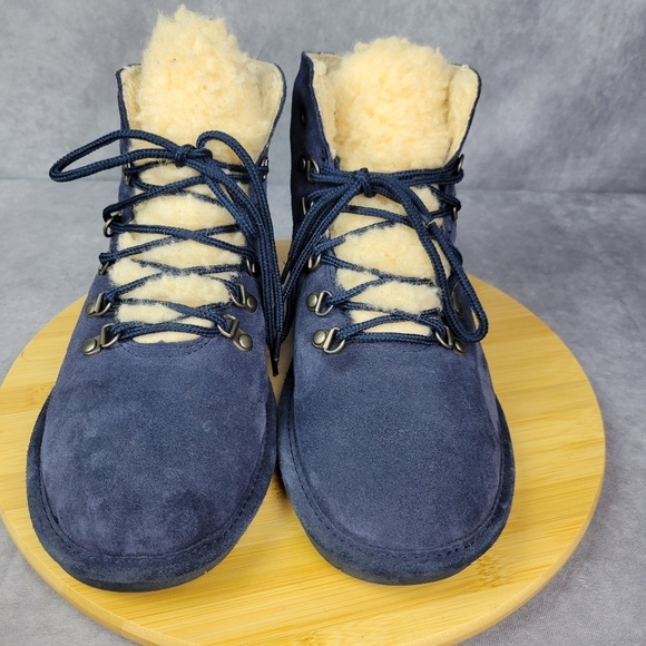 BEARPAW Kerri Suede Lace-up Boot with NeverWet™-Cadet Blue-Size 10 - Picture 3 of 13